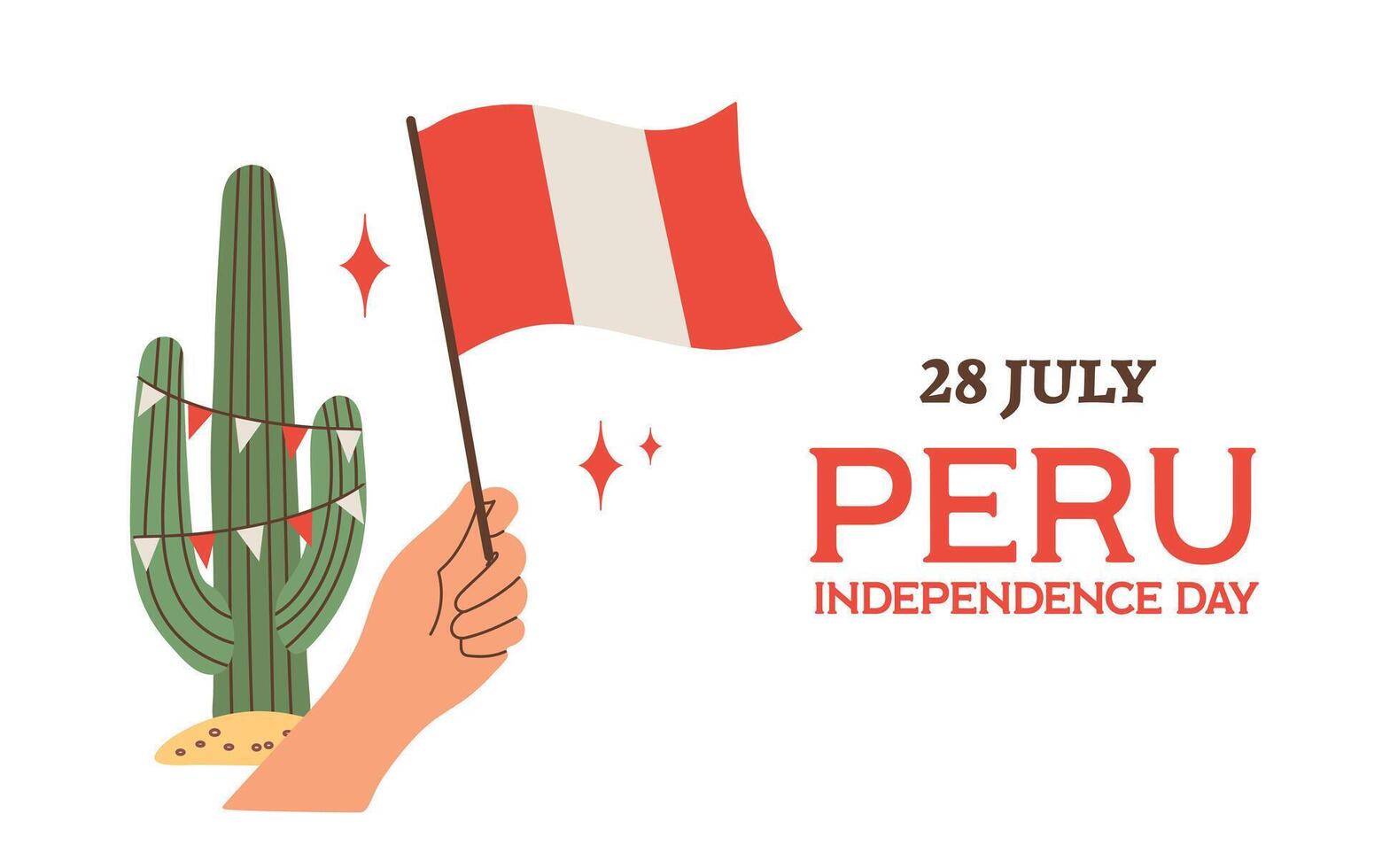 Peru National Independence Day on 28 july with cactus card banner invitation poster vector