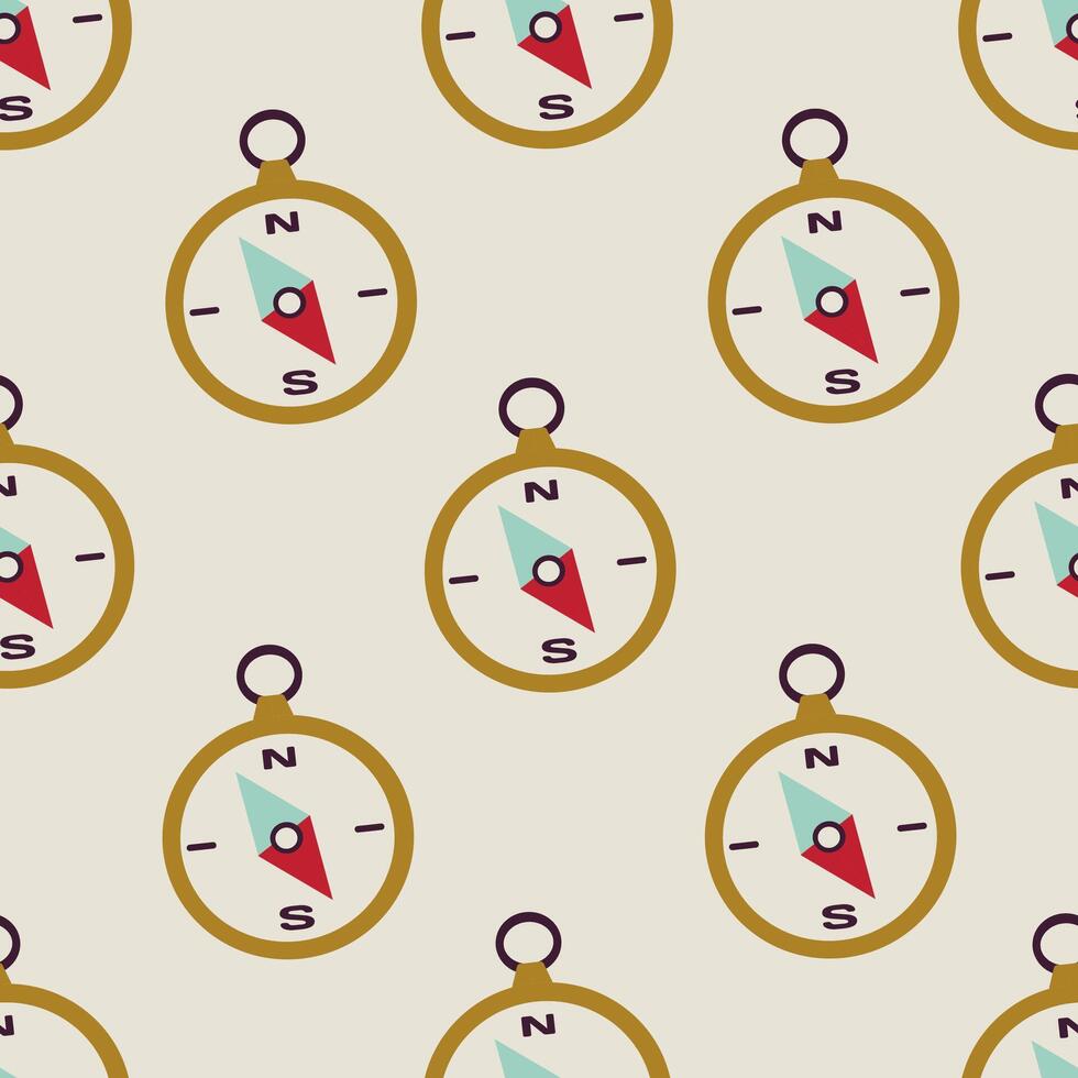 Compass seamless pattern background for packaging and decoration. Travel concept. vector