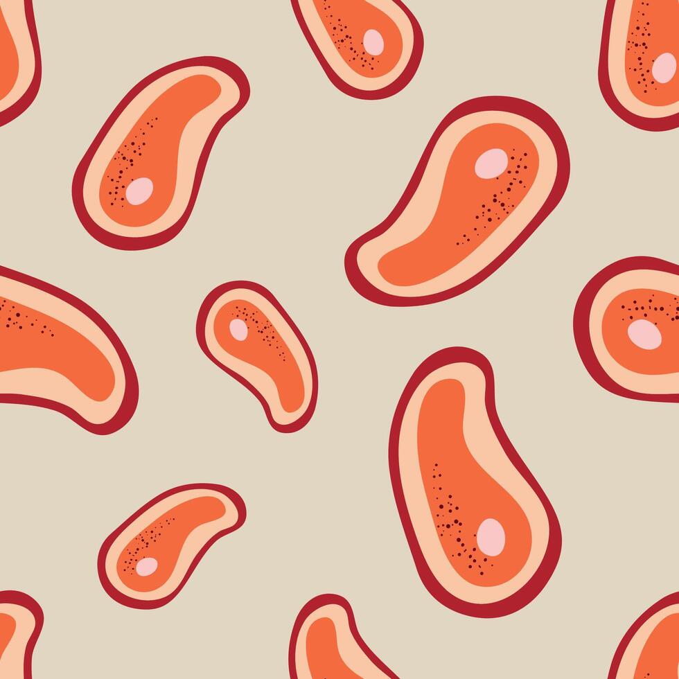 Meat steak seamless pattern background for packaging and decoration. Eco healthy food concept. vector