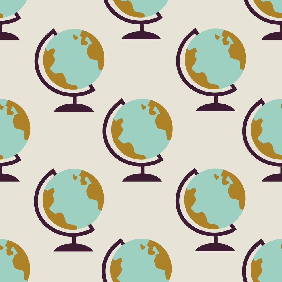 Globus seamless pattern background for packaging and decoration. Travel education knowledge concept. vector
