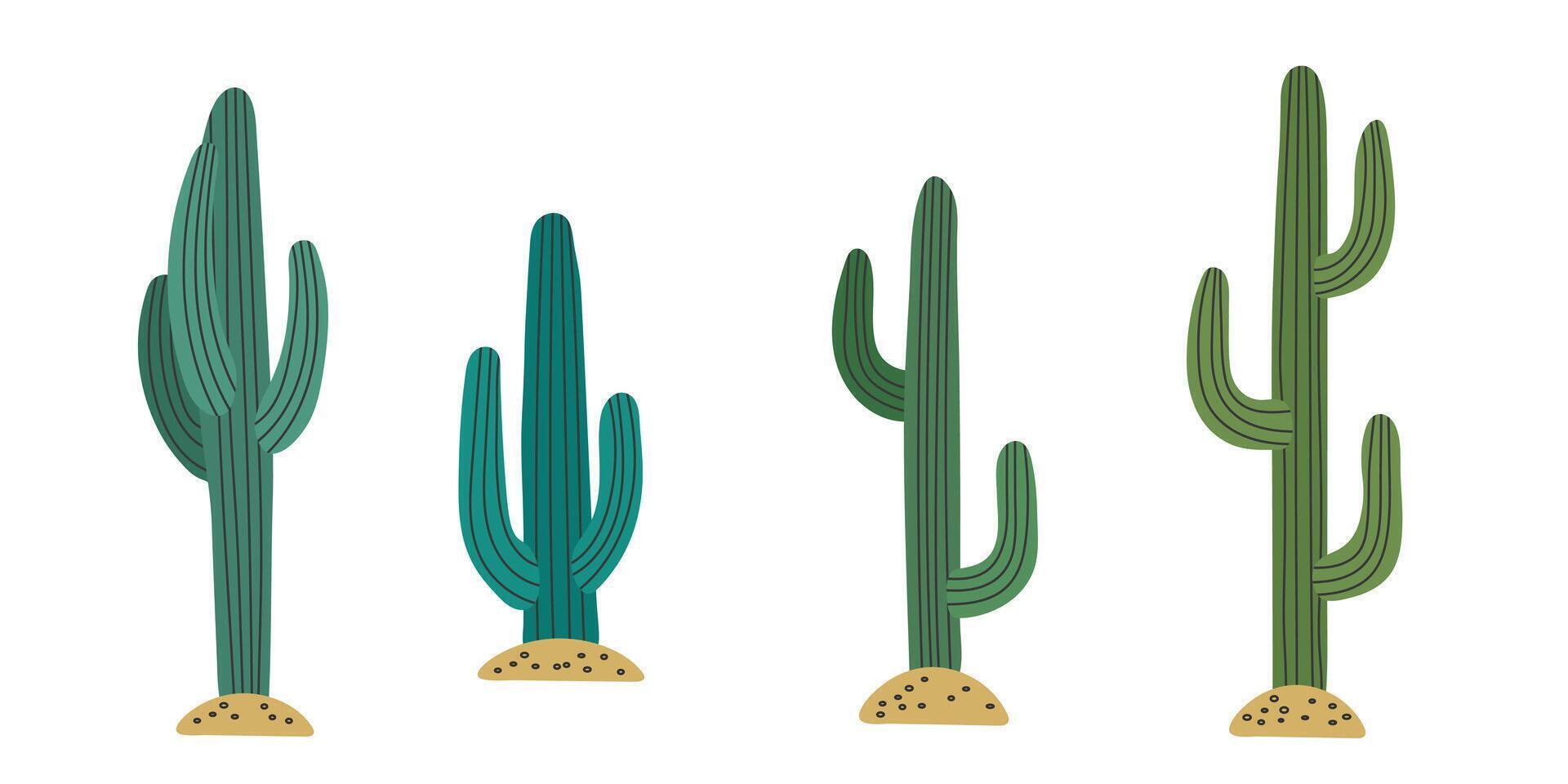 Set collection of Arizona cacti icon clipart logotype isolated illustration vector