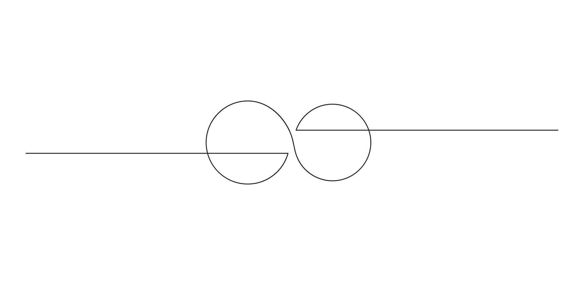 Round shape in continuous line drawing style. Minimalist round shape modification sketch in black lines isolated on white background vector