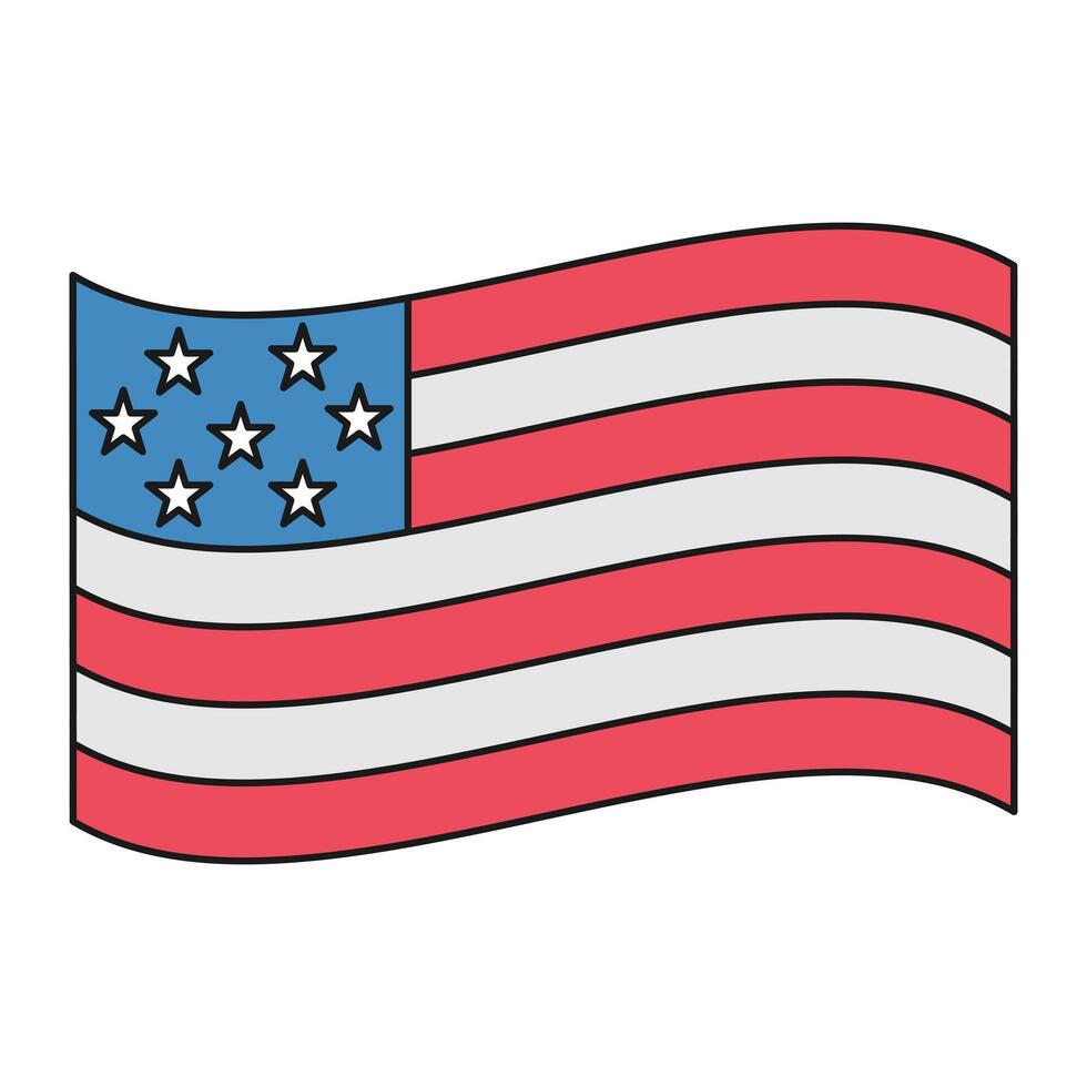 classic american flag icon waving in glory vector