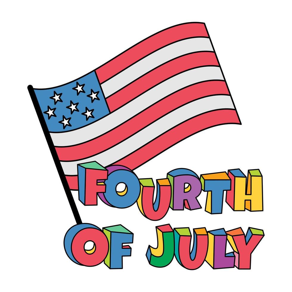 american flag fourth of july colorful design illustration vector