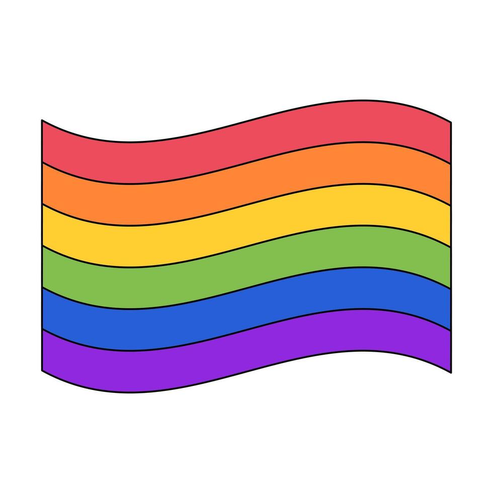 waving rainbow pride flag icon illustration vector