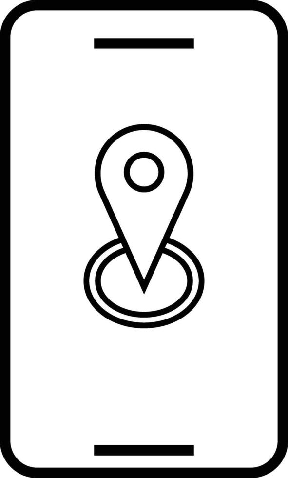 Smartphone displaying a location pin icon representing navigation and search functions on a mobile device vector