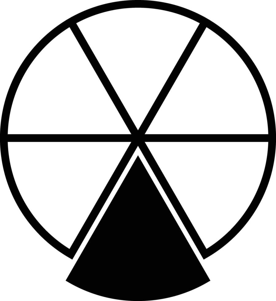 Abstract geometric design featuring a black triangle within a divided circle vector
