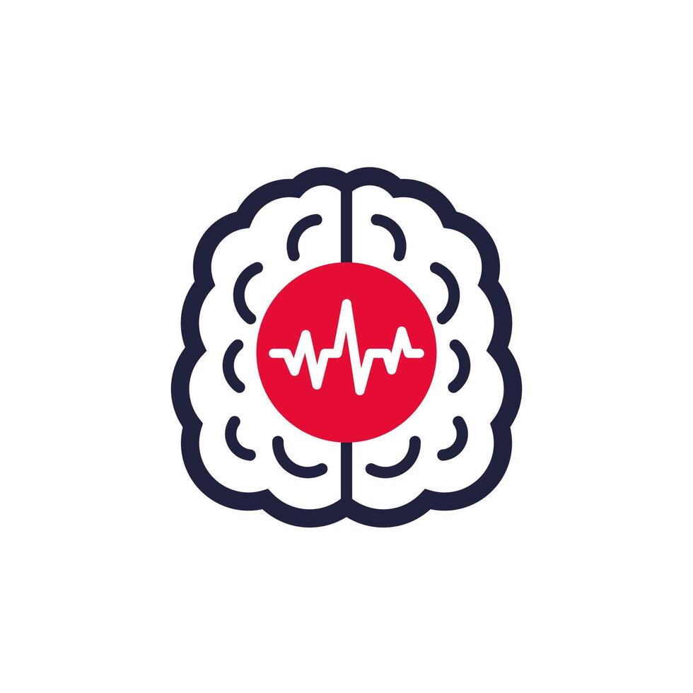epilepsy icon with a brain on white vector