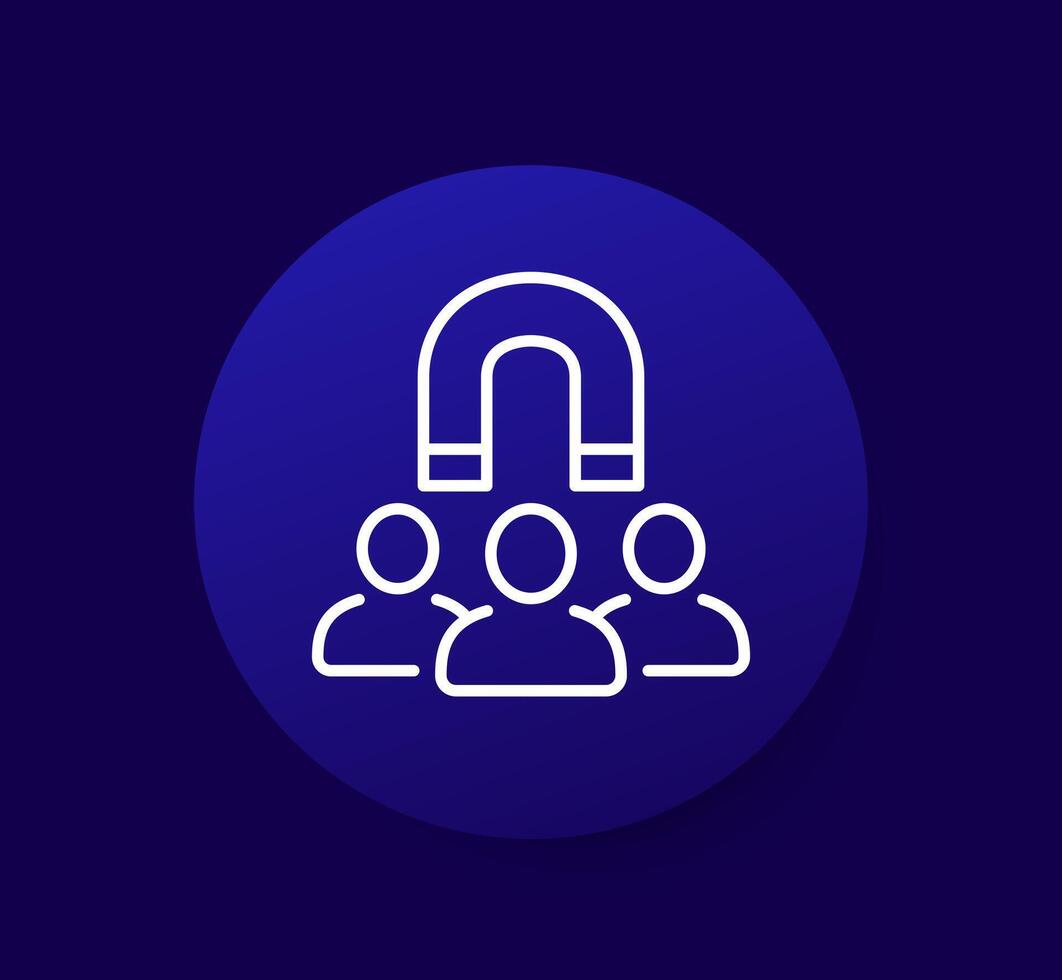retention icon, magnet and users line vector