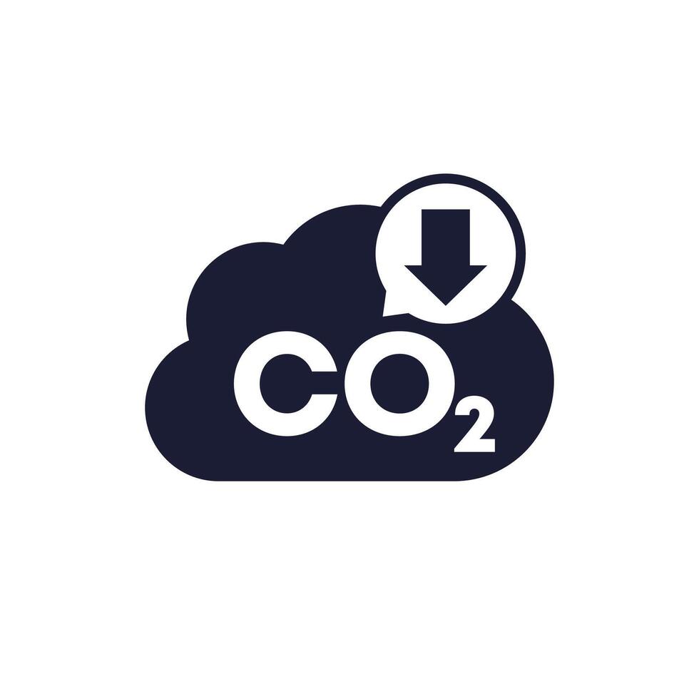 carbon emissions reduction icon, reducing co2 footprint pictogram on white vector