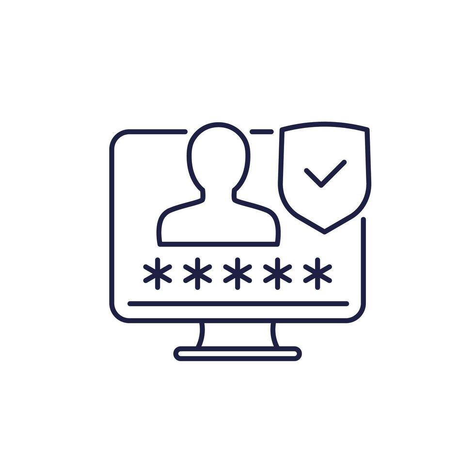 secure login, access with password line icon vector