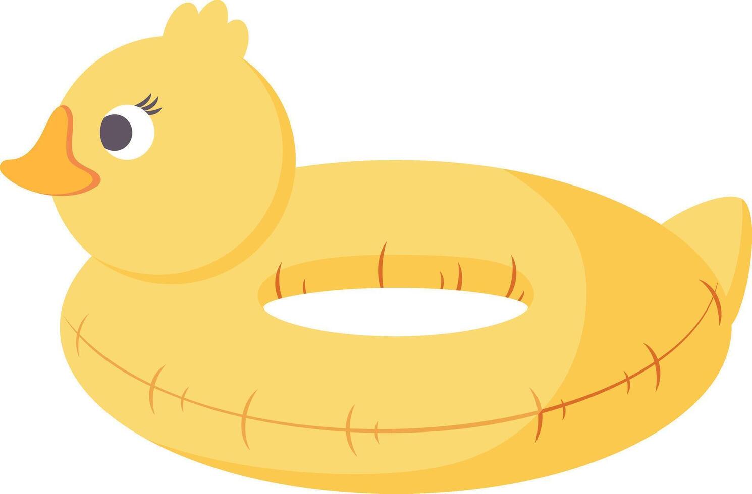 Inflatable duck for swimming pool and beach. Hand drawn simple illustration. vector