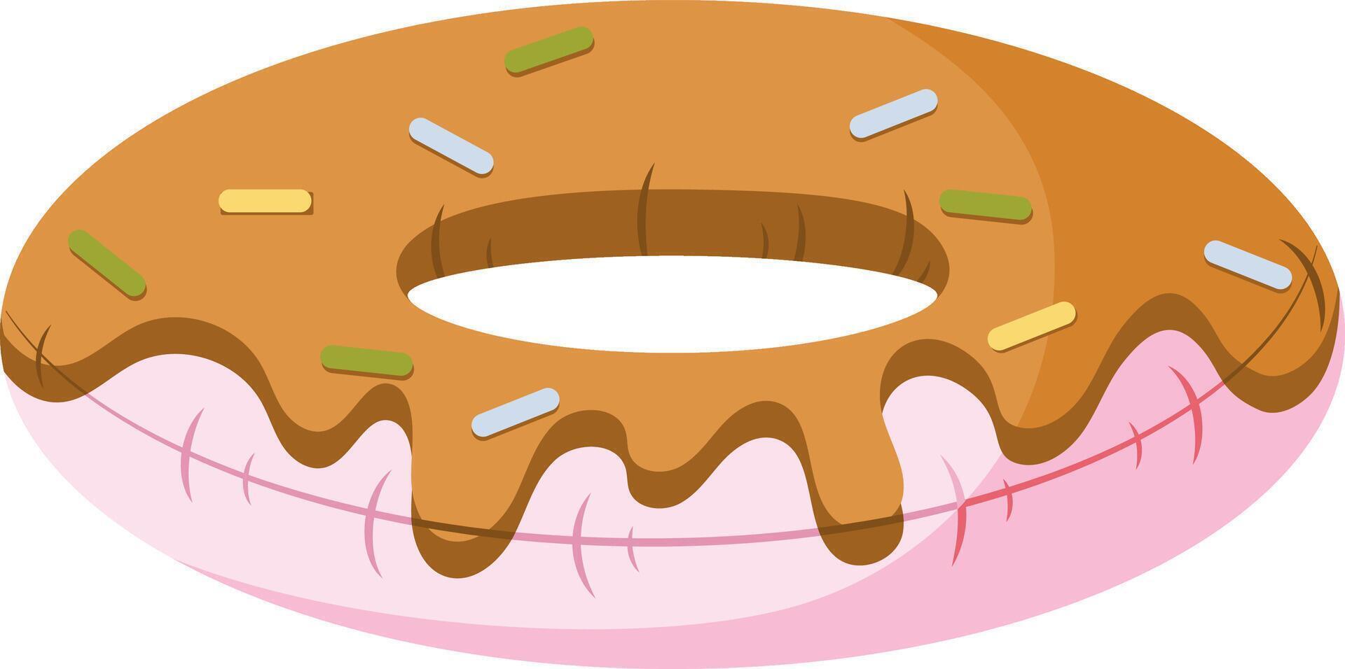 Inflatable ring-donut for swimming pool and beach. Hand drawn simple illustration. vector