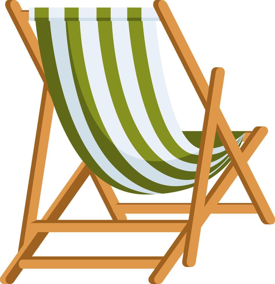 Folding beach chair for sea. Summer vacation by the sea. Hand drawn illustration. vector