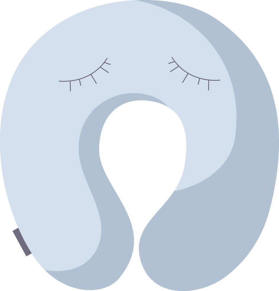 Round travel pillow. Inflatable pillow for neck, rest and sleep, transport, long journey and trip. Hand drawn illustration. vector