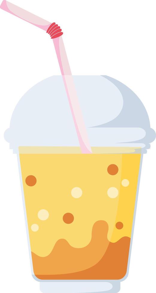 Beach soft drink with straw. Cold and refreshing drink for hot weather. Hand drawn simple illustration. vector