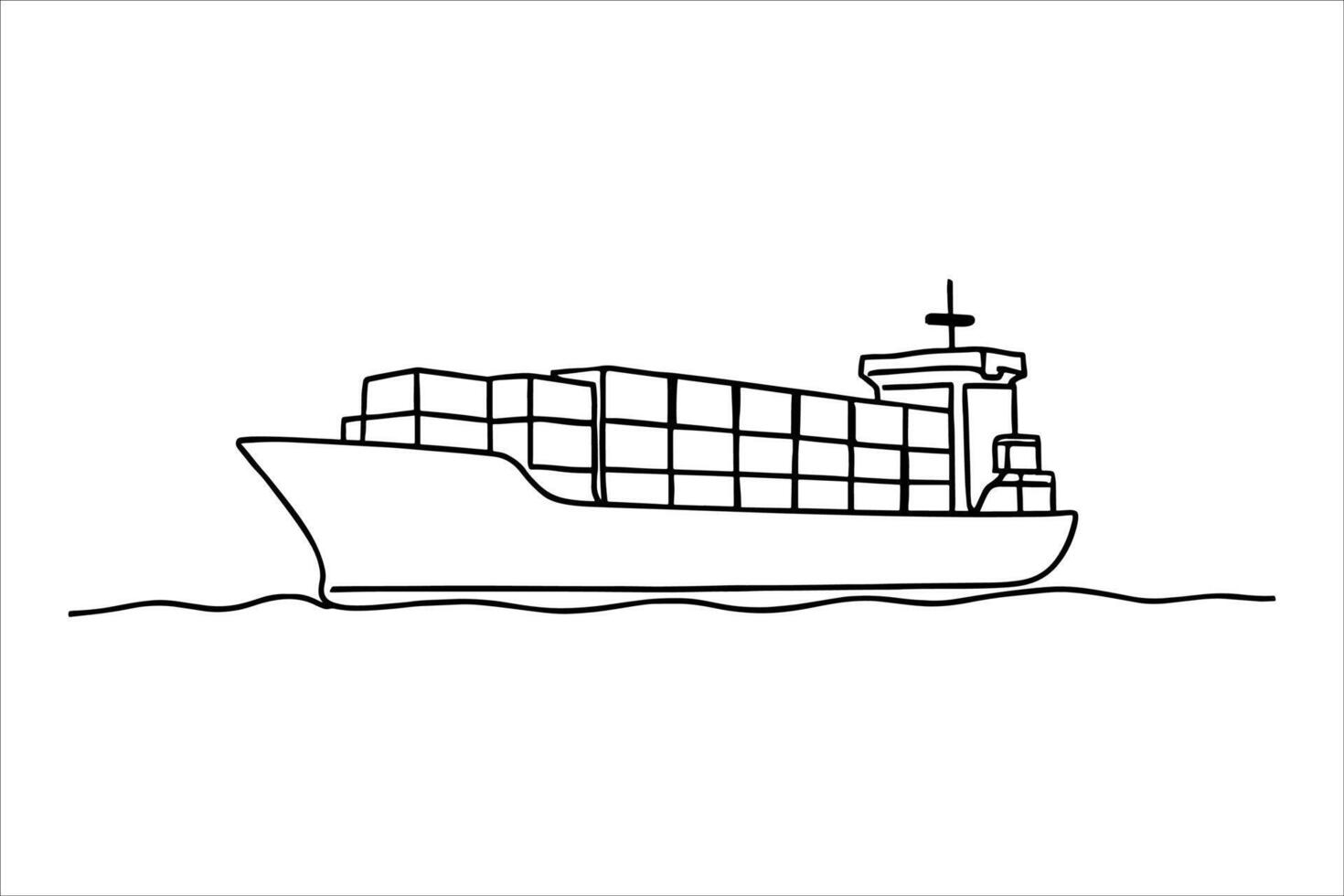 Cargo Container Ship Outline Illustration vector