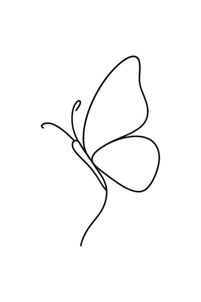 Single Butterfly Minimalist Line Art Drawing vector