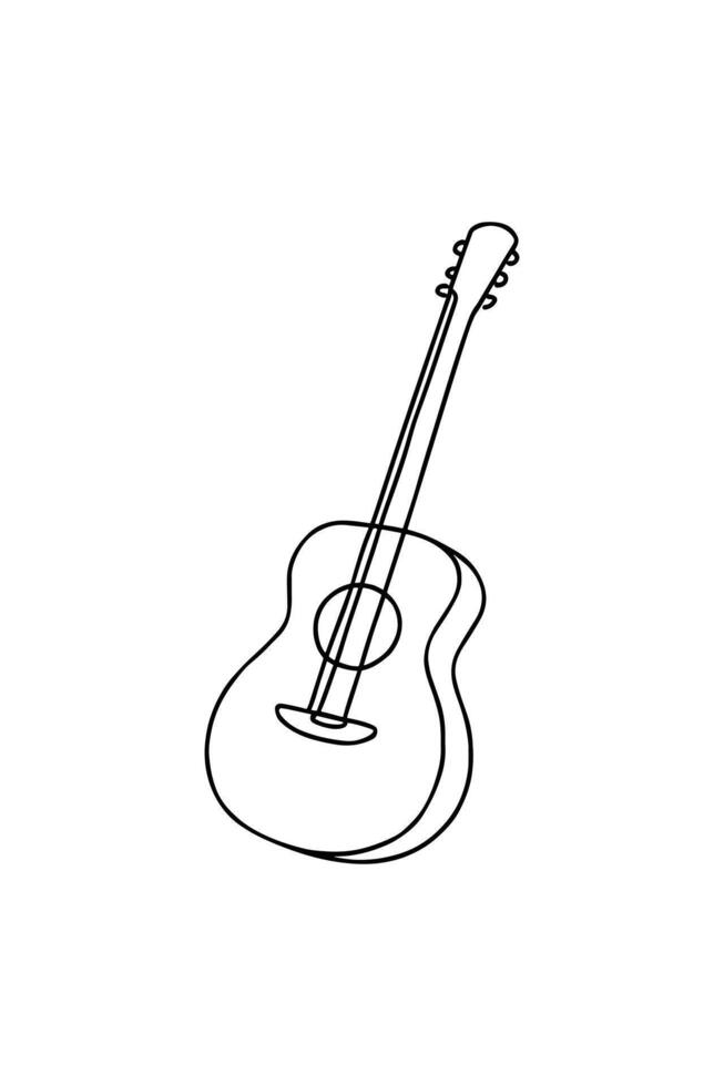 Simple Acoustic Guitar Line Drawing vector
