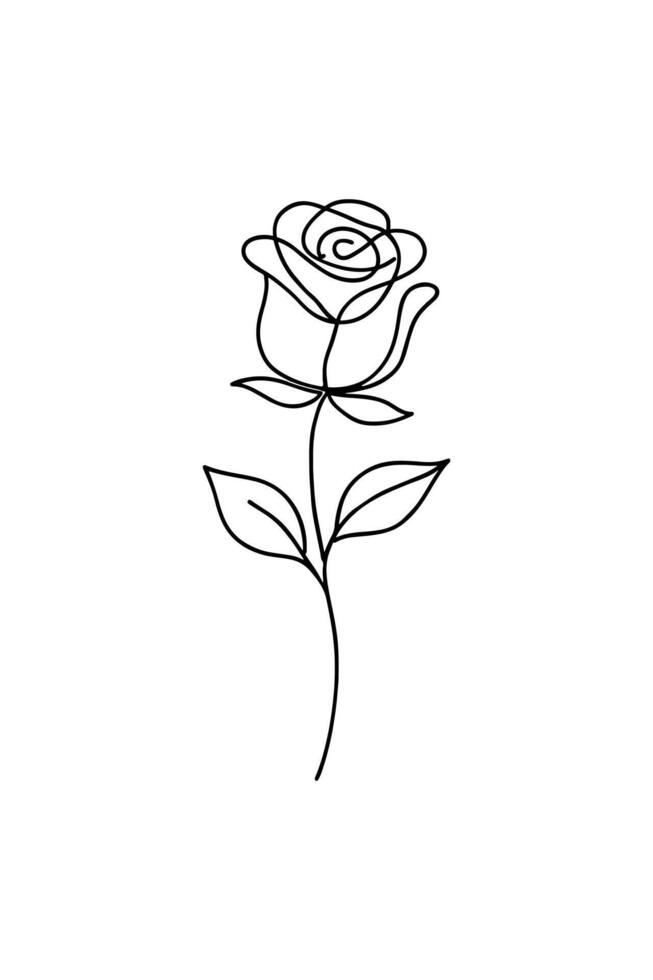Single Rose Minimal Line Art Illustration vector