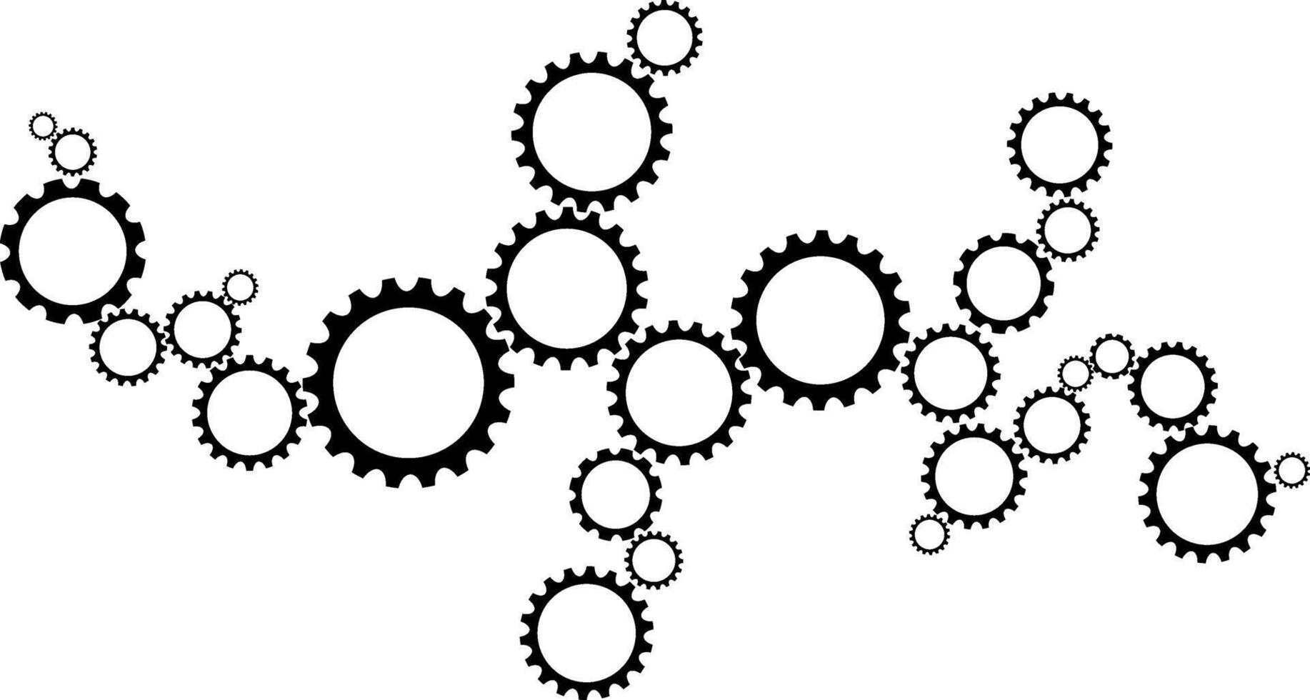 Gears connecting together in black template for background, banner, different size gears rotating like team, business vector