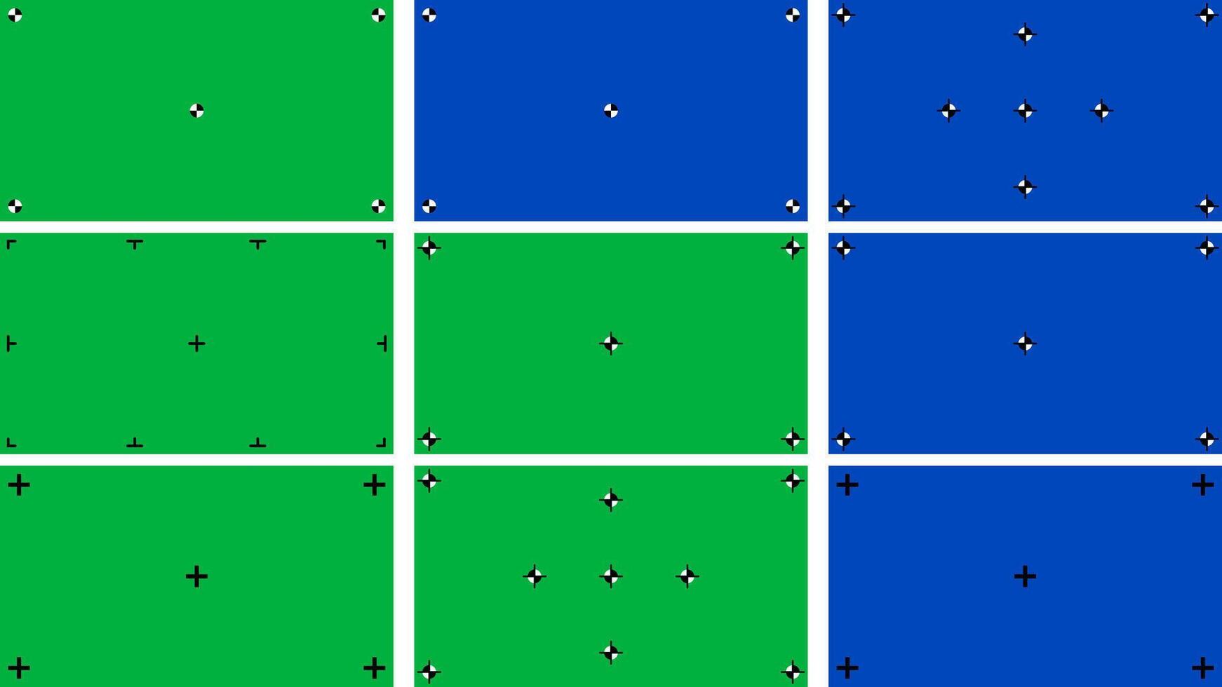 Green screen tracking points background for 4K resolution in green and blue templates vector