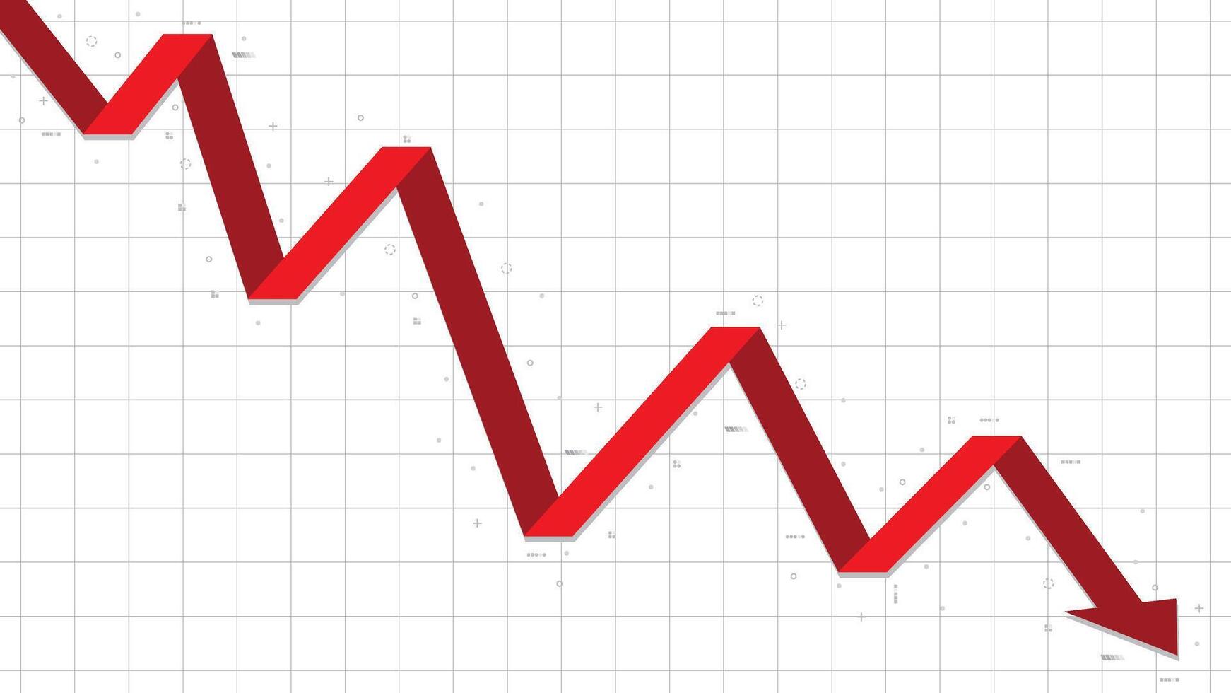 Red step down arrow indicator for business profit loss, crash, decrease, template vector