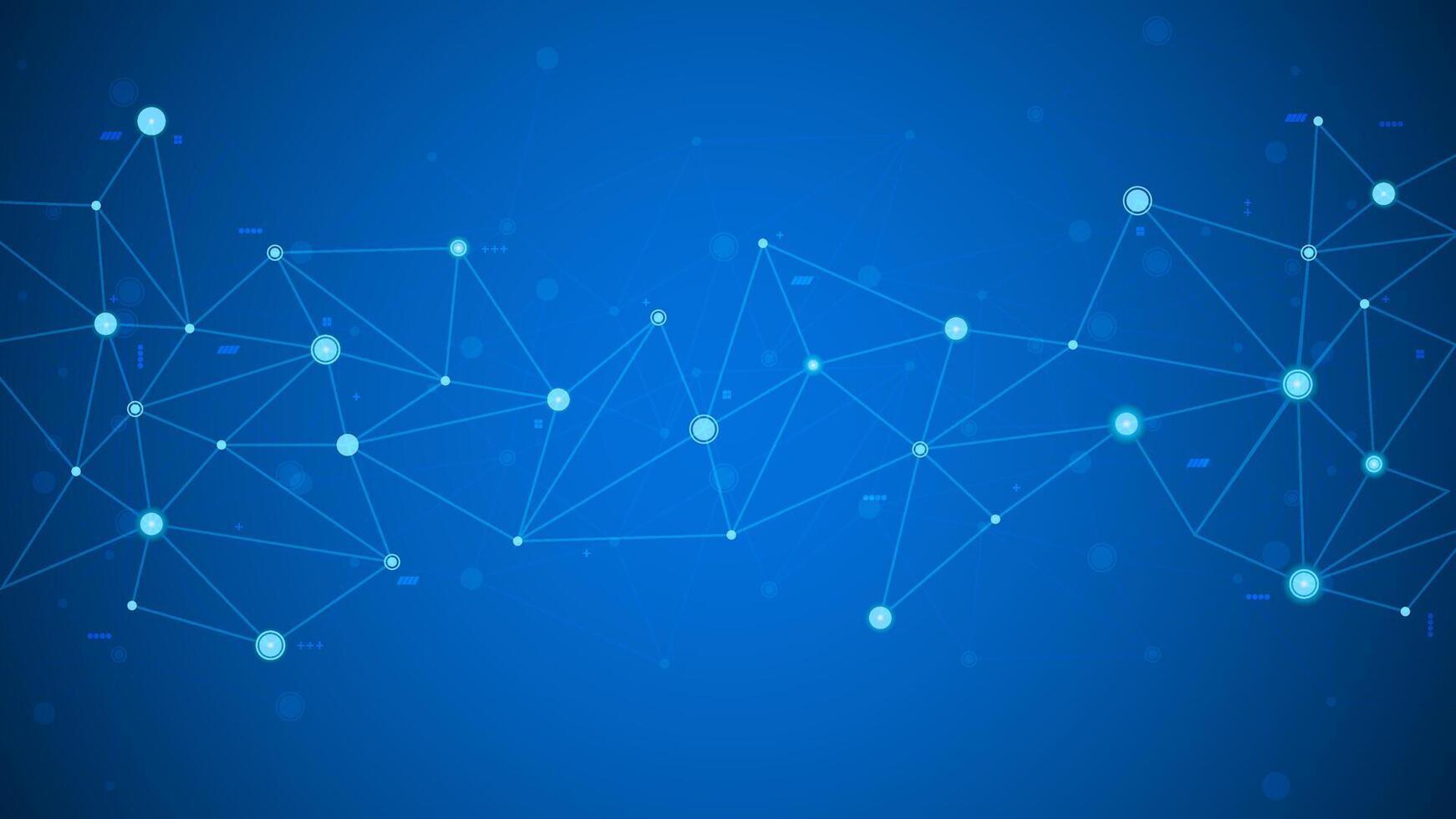 Modern technology network point connection data transferring link concept in blue background template vector