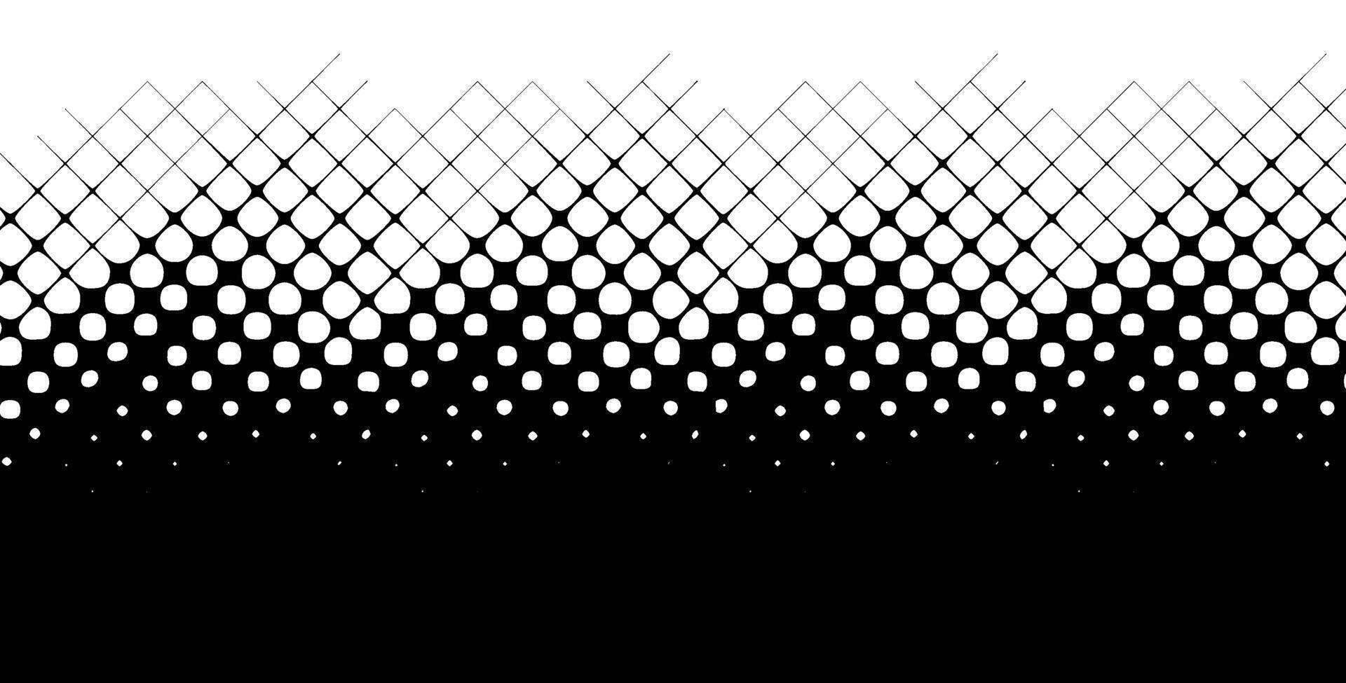 Halftone background with smooth diamond-shaped dots transitioning from white to black. Abstract metaball style fade design vector