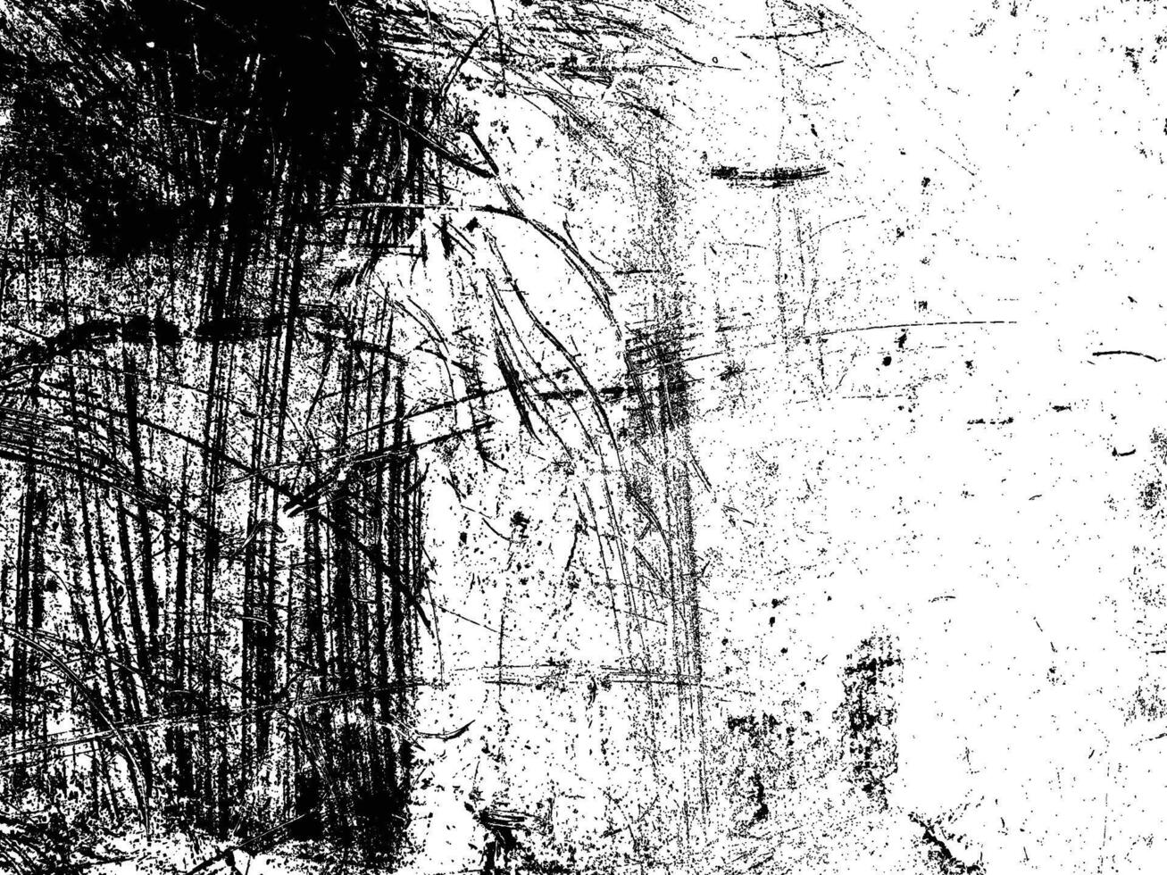 Grunge texture. Chaotic black scratches and splatters on a white background. Dynamic and expressive design element. vector
