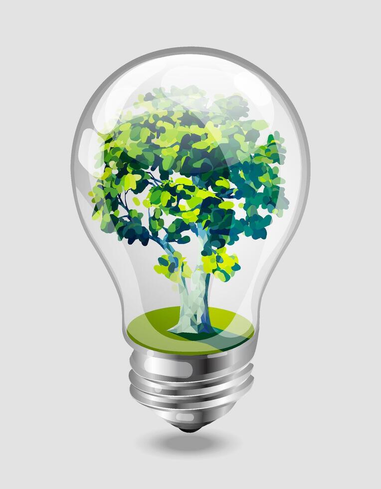 Light bulb with tree inside vector
