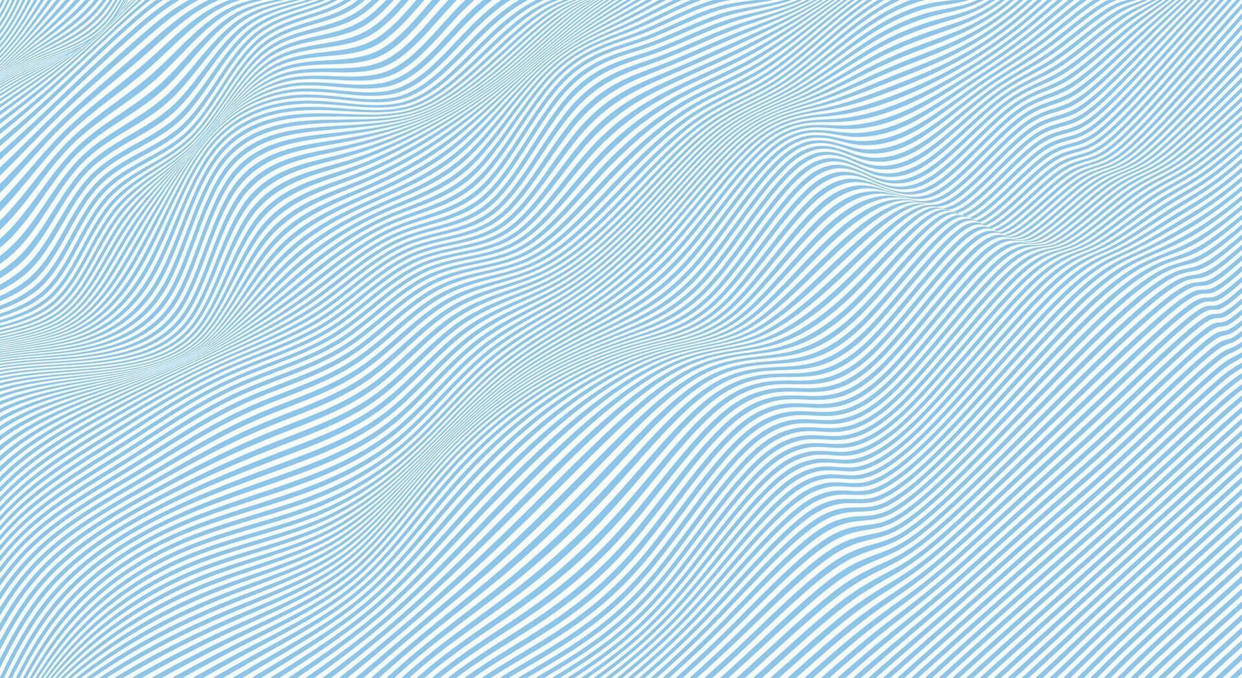 Wavy blue lines flowing abstract background. Smooth dynamic optical illusion with uniform light tones. vector