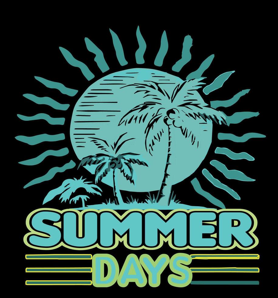 SUMMER DAYS- RETRO SUMMER T SHIRT DESIGN vector