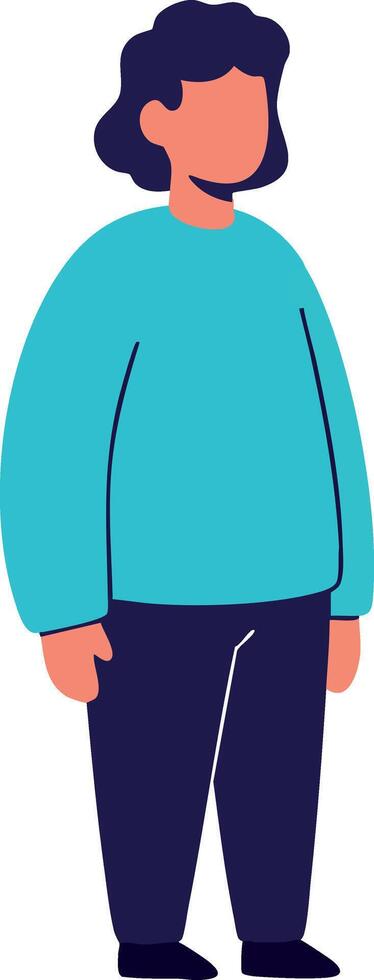 Standing person casual outfit illustration with blue sweater and black pants vector
