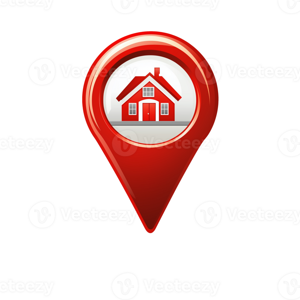 Red House Location Pin Icon for Real Estate and Navigation png