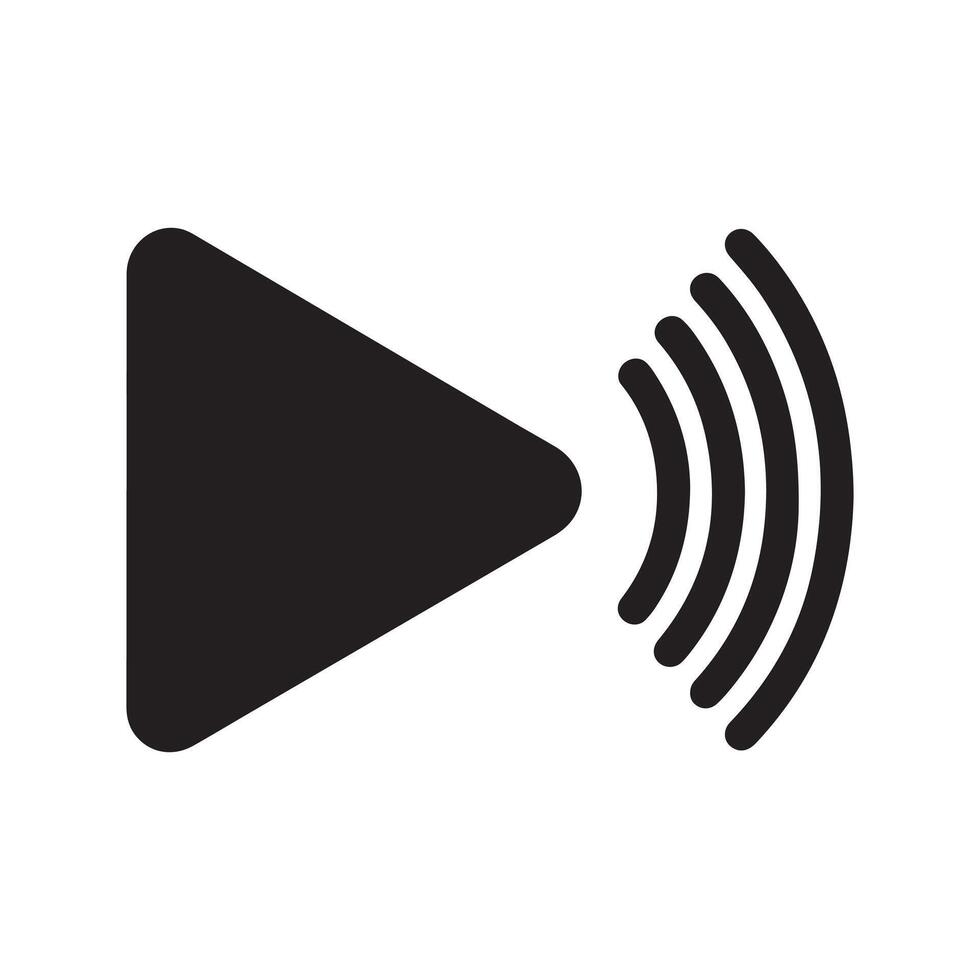 Black play button with sound waves icon audio vector