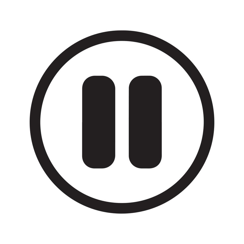 Black pause symbol inside a circle button media vector
