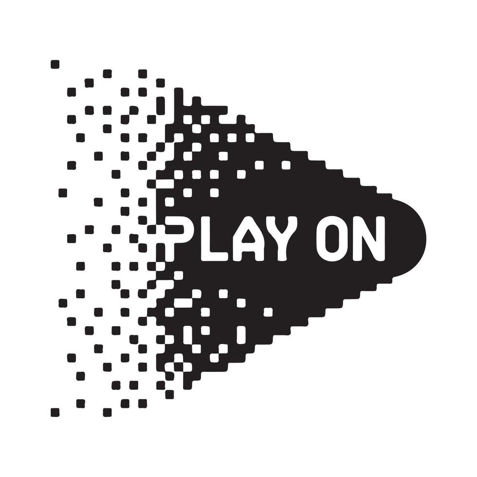 Black play button dissolving into pixels media vector