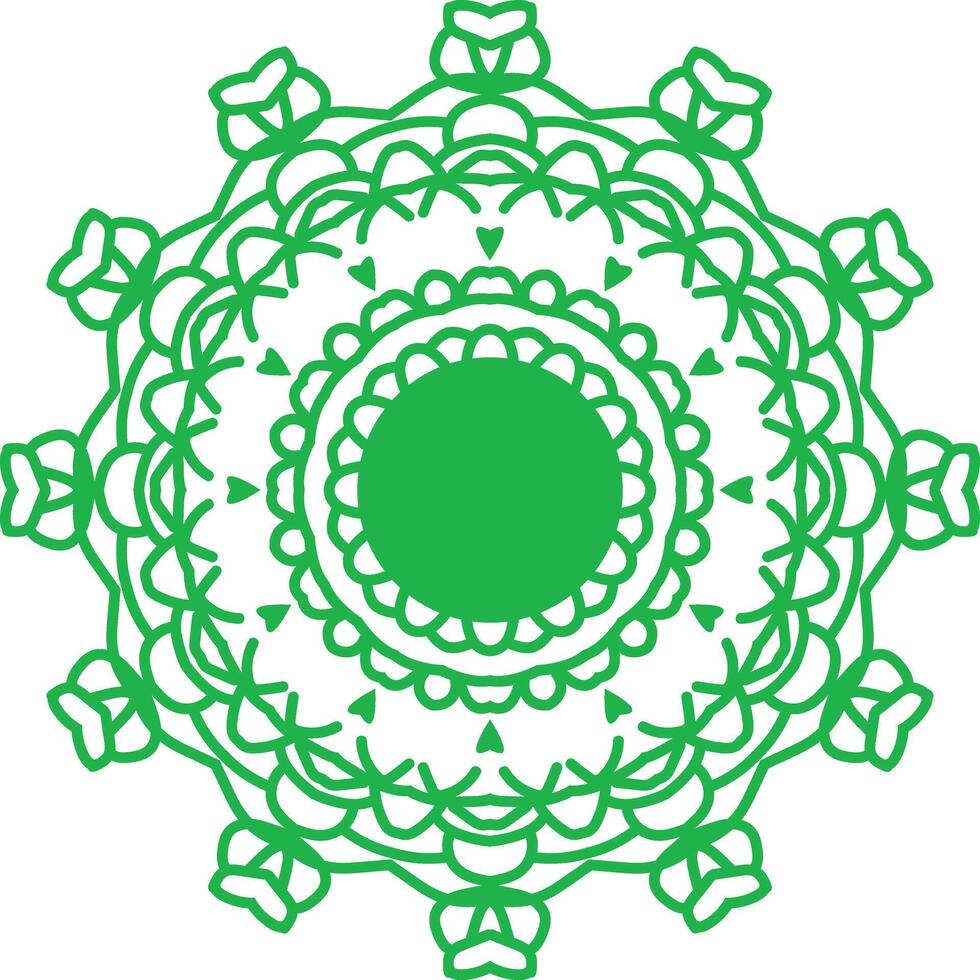 Intricate green circular floral mandala design with central green circle vector