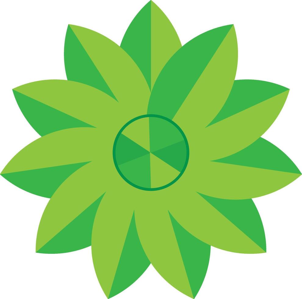 Abstract green flower with geometric center on white background vector