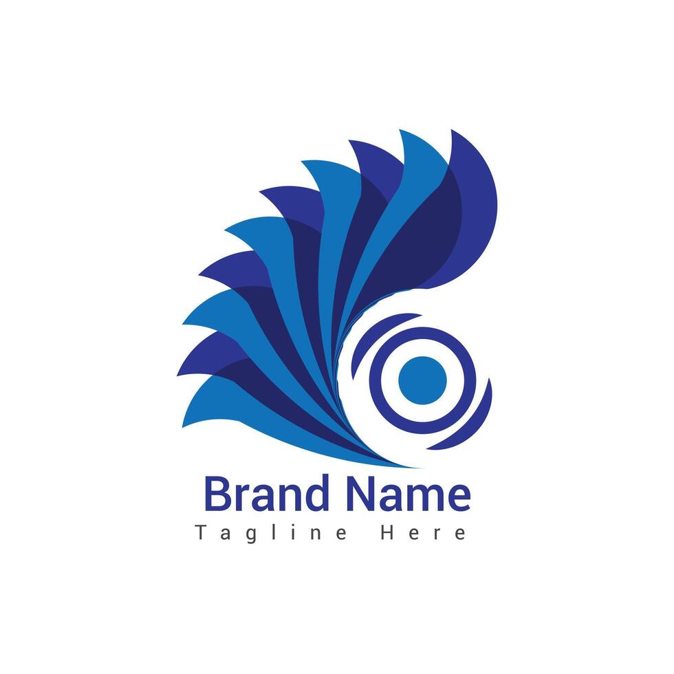 Abstract blue swirl and feather logo with text placeholder vector