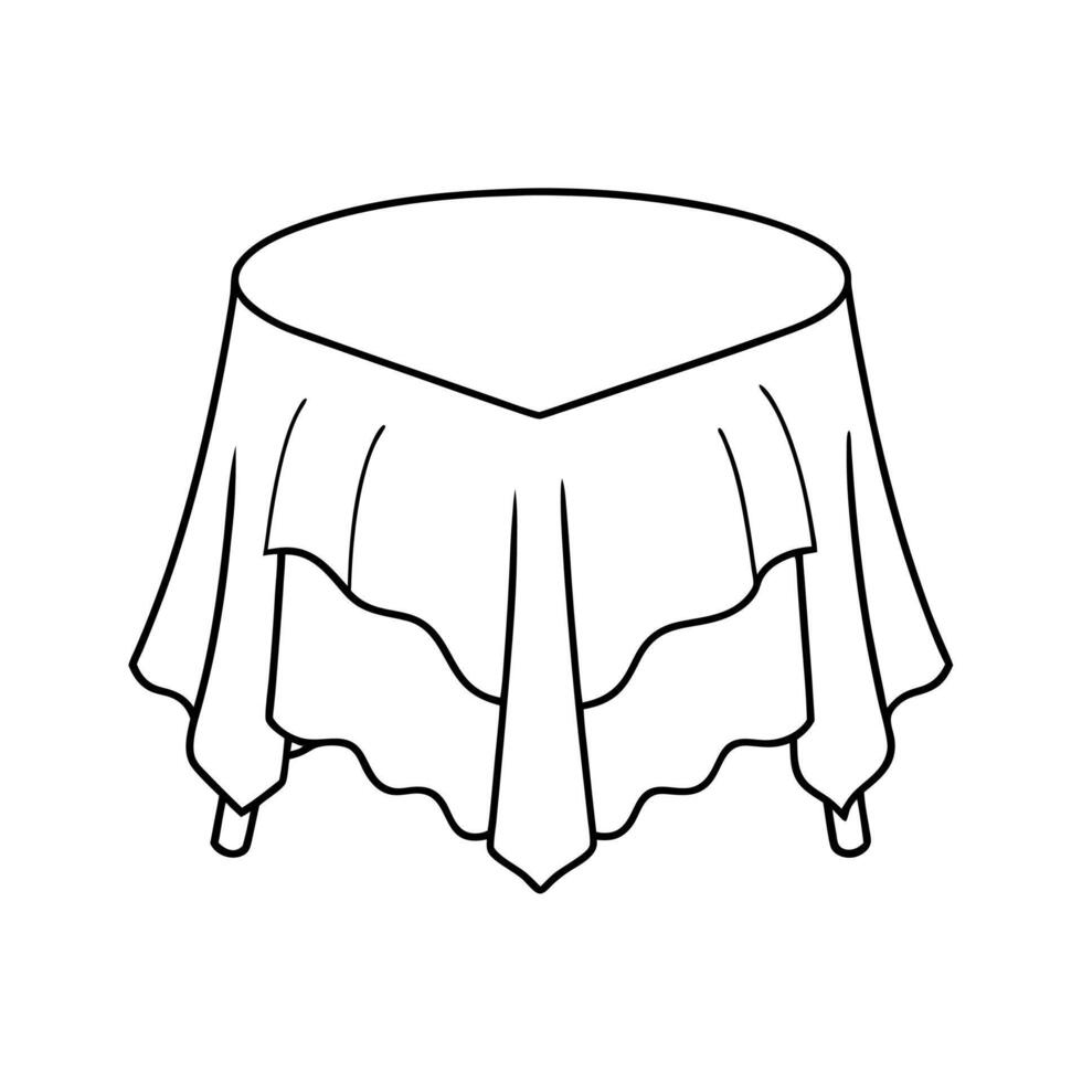 Tablecloth Outline Line Art Vectors Graphic