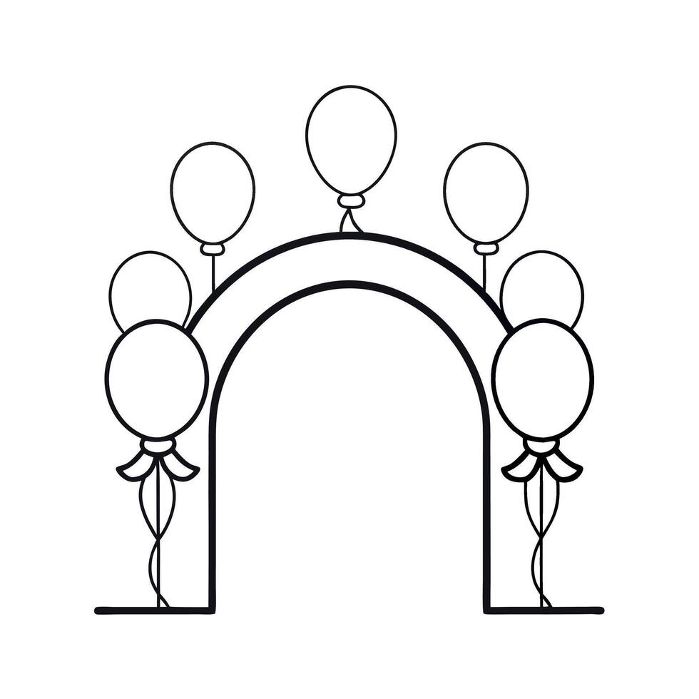 Balloon Arch Outline Line Art Vectors Drawing
