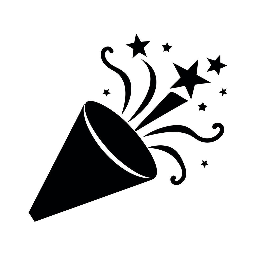 Party Popper Black Vectors Silhouette Art