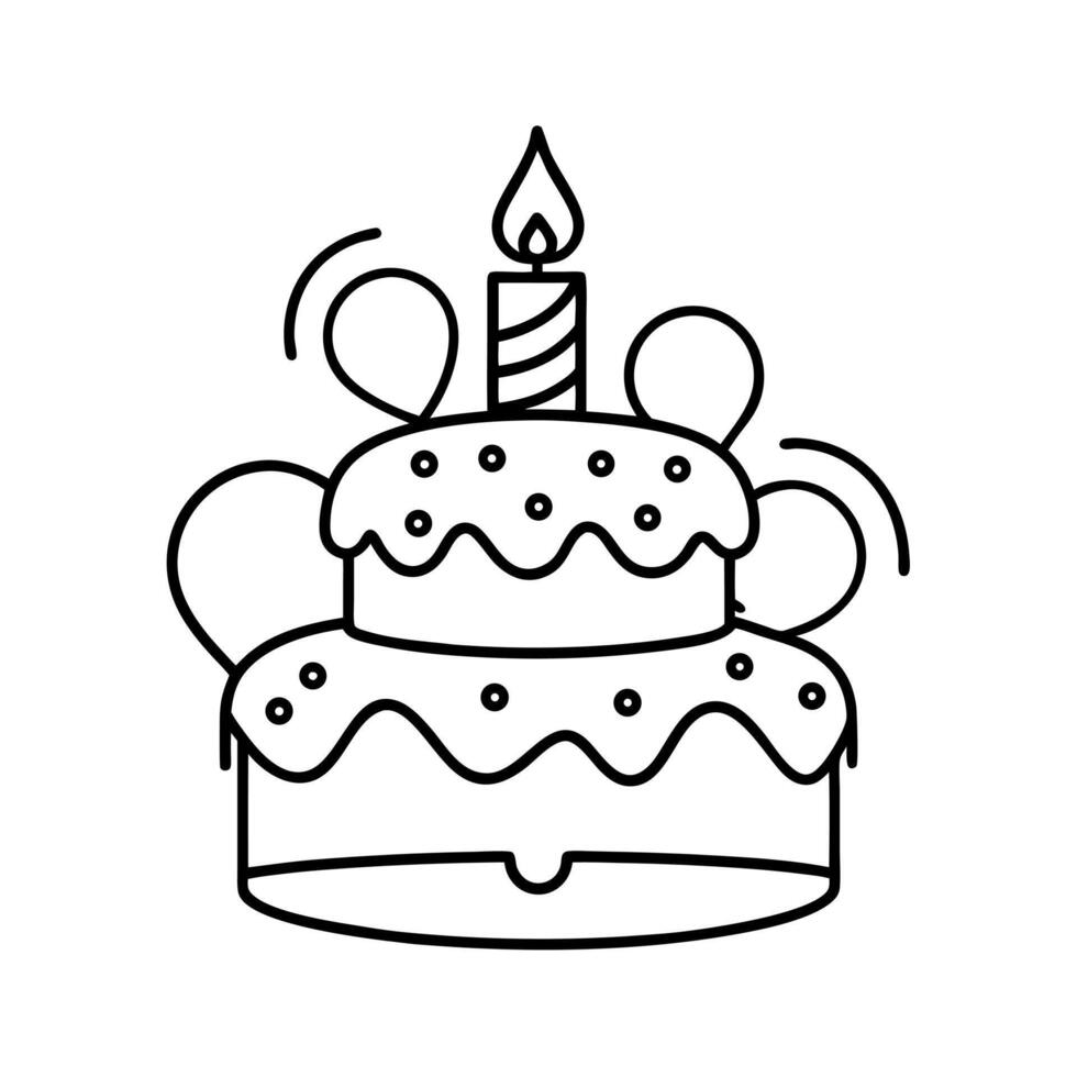 Birthday Card Line Art Vectors Outline Graphic