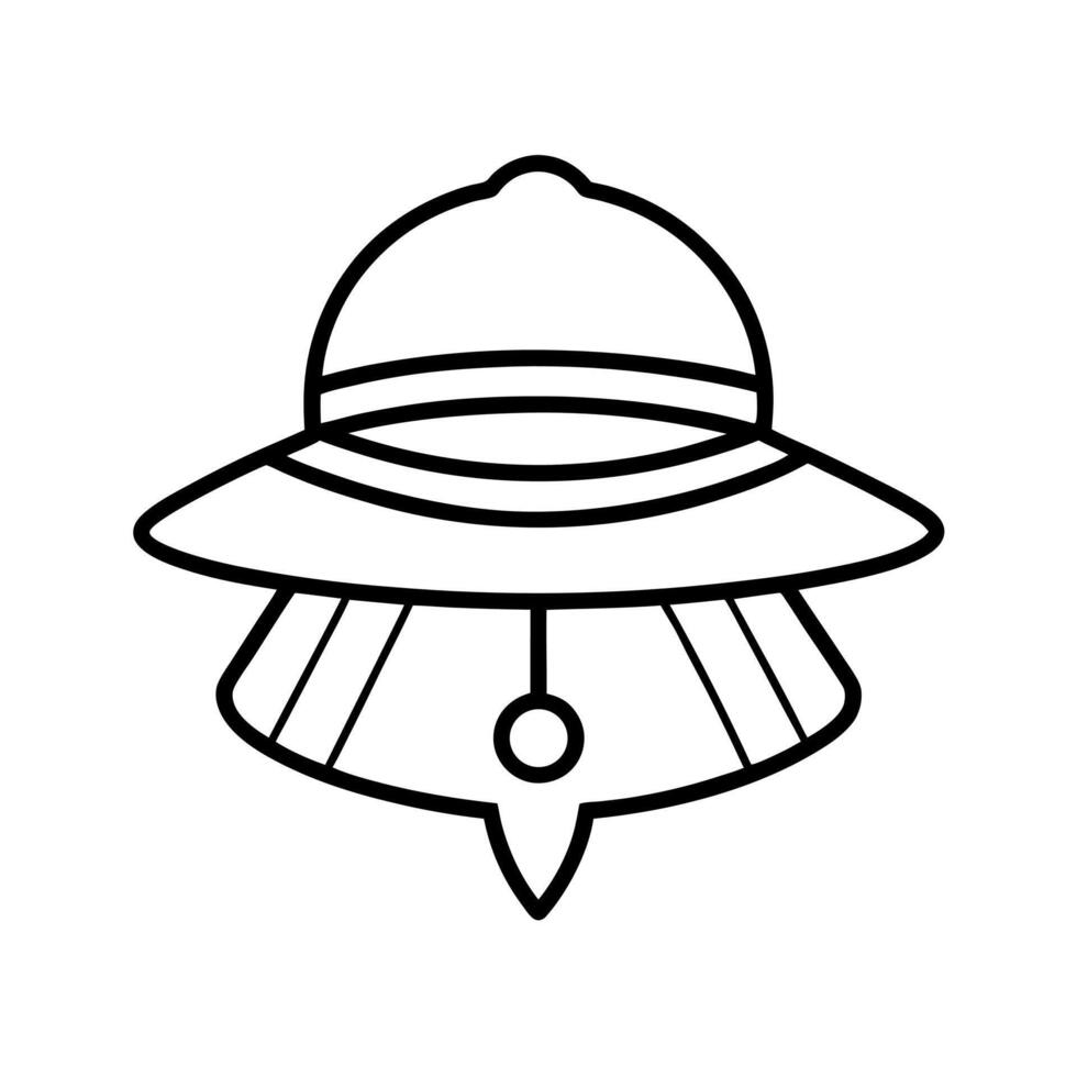 Rain Hat Outline Line Art Vectors Illustration