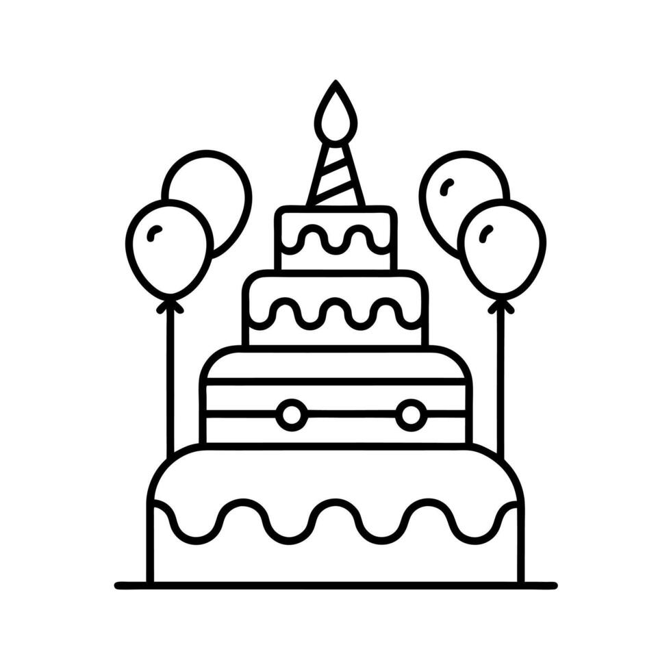 Birthday Card Outline Line Art Vectors Drawing