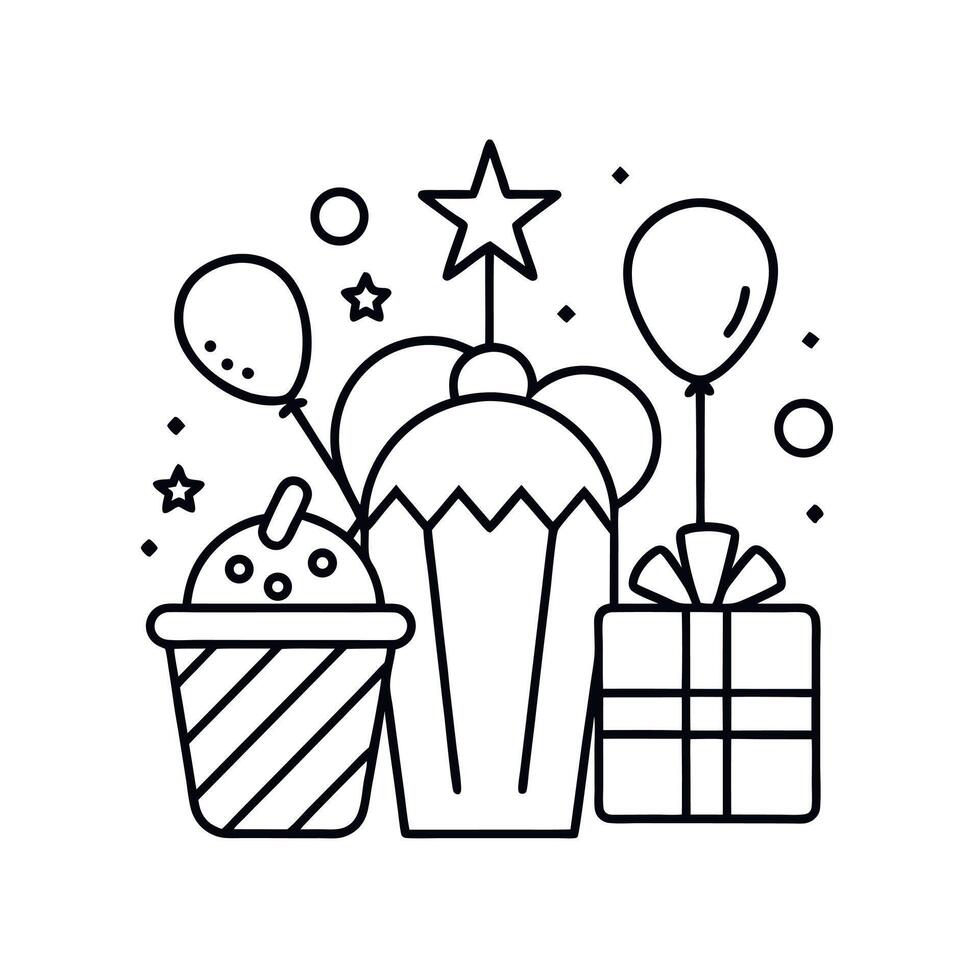 Party Favors Outline Line Art Vectors Sketch