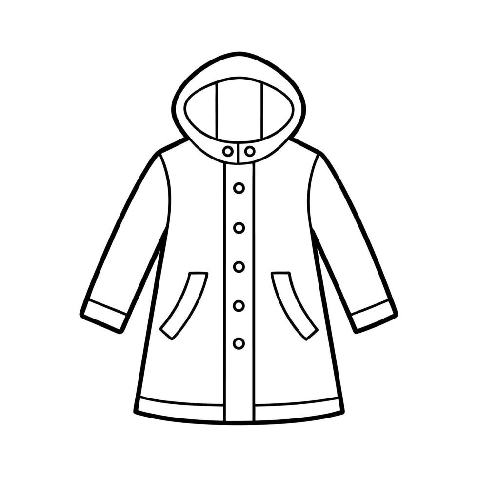 Raincoat Outline Line Art Vectors Template