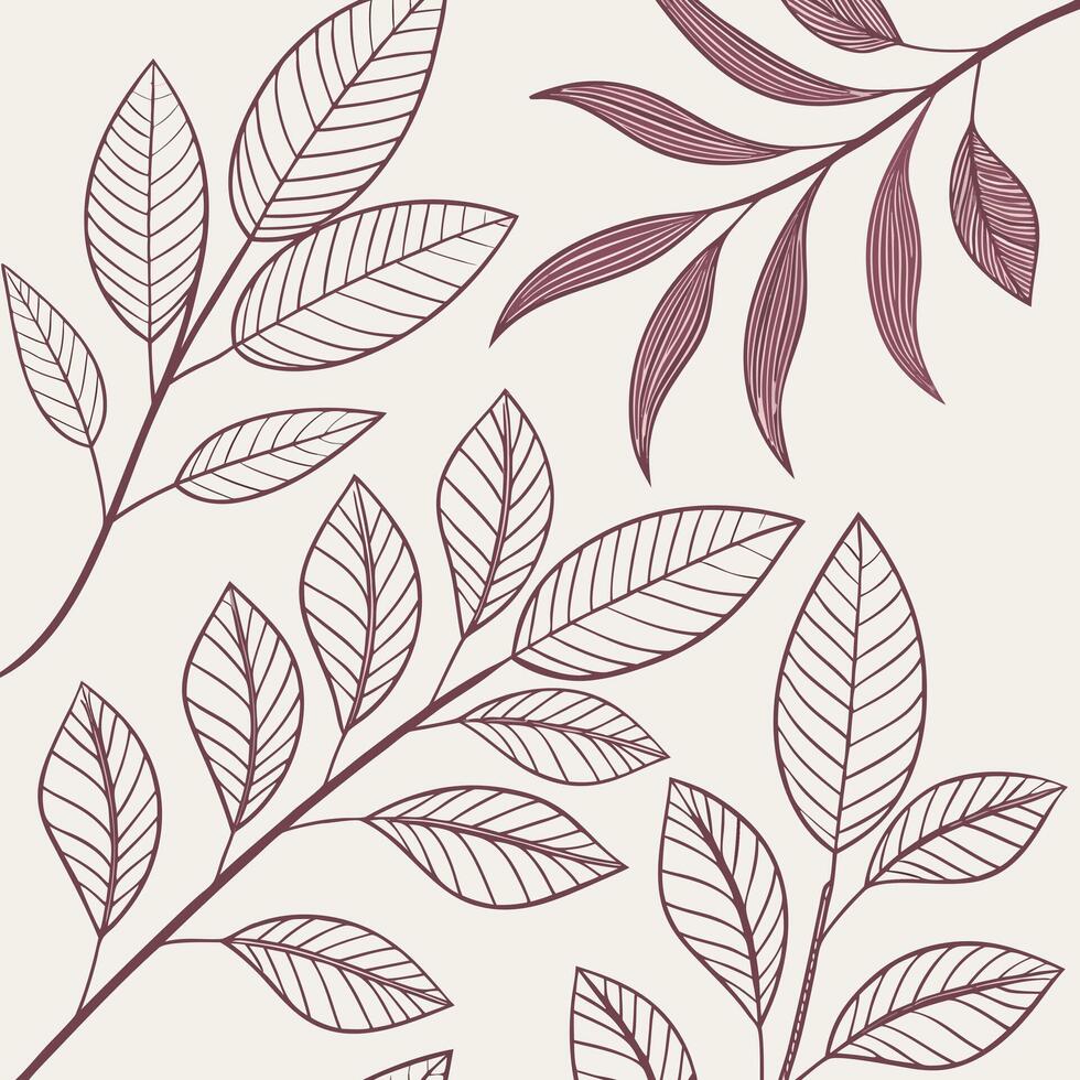 Elegant Hand Drawn Botanical Line Art Background vector